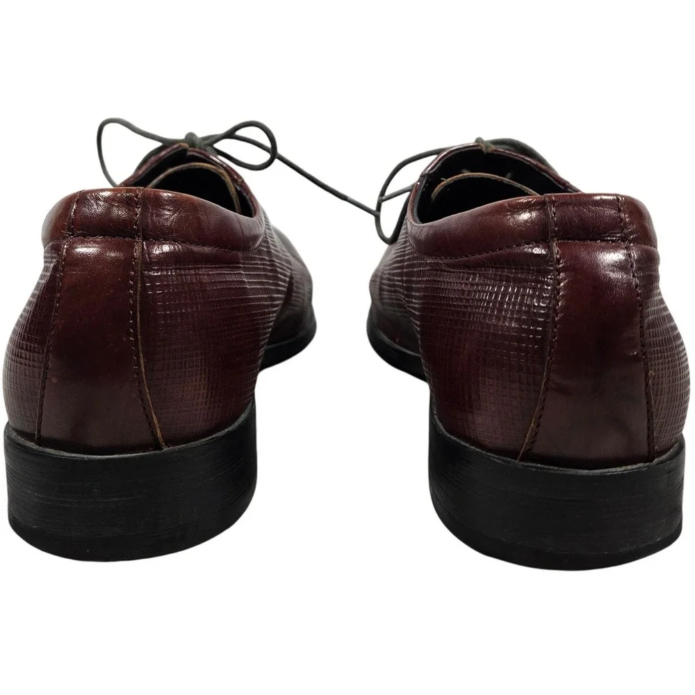 GRIMENTIN Mens Burgundy Textured Leather Oxford Dress Shoes‎ Size 245 US 6.5